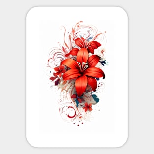 Red Flower Sticker